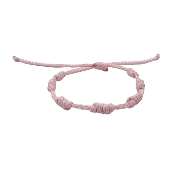 💗 Happy Baby Pink – Világos Rózsaszín 7 Csomós Védelmező Karkötő