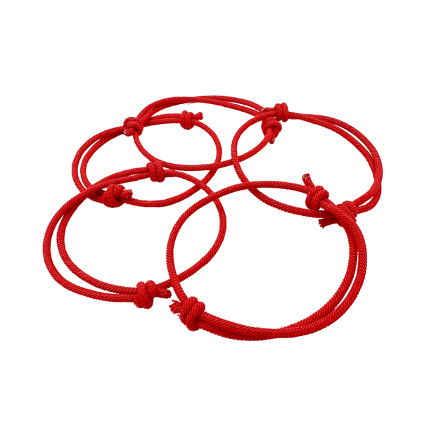 🔴Vörös Kabbala Védelem karkötő – 3 mm-es spirituális erő 3+2 db-os csomagban