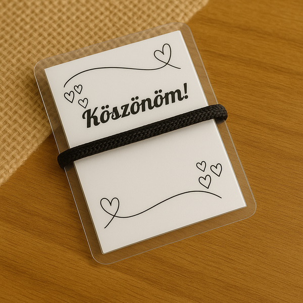 Köszönöm Kártya Védelmező Fekete Karkötővel 3 mm