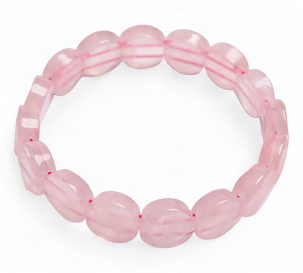 💗 Rózsakvarc karkötő – Háromszög fazettált korongok 💗 13×6 mm