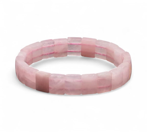 💗 Rózsakvarc karkötő – Fazettált négyzet 💗 11,5×5,5–6 mm