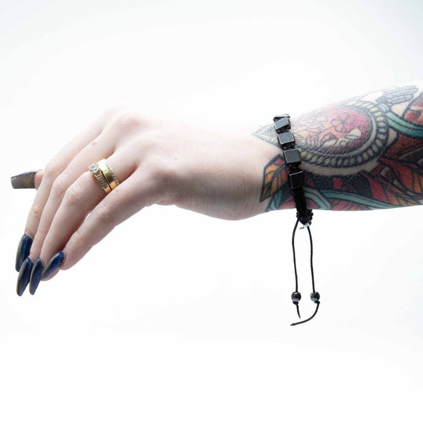 Mágneses Hematit Shamballa Karkötő -Lapos Négyzetek