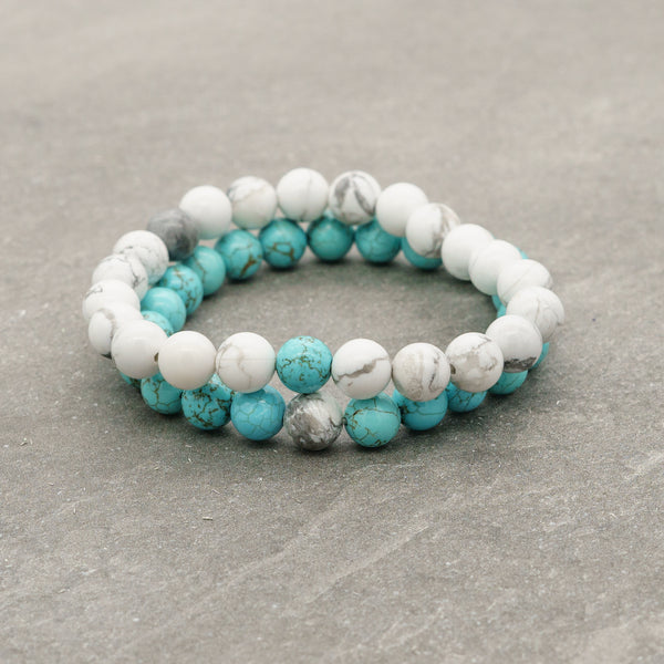 Páros "szerencse" karkötő - Türkenit és howlit