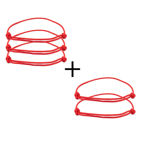 Védelmező kabbala karkötő - Piros színben 5 db