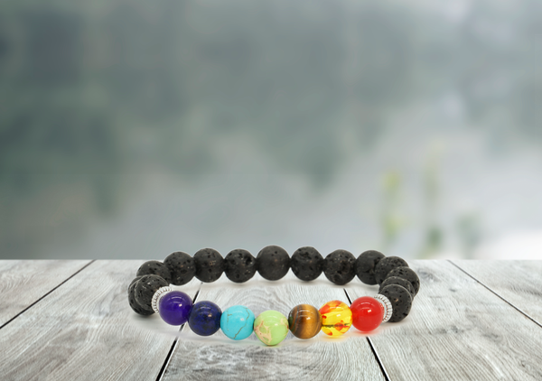 7 kő- lávakő karkötő