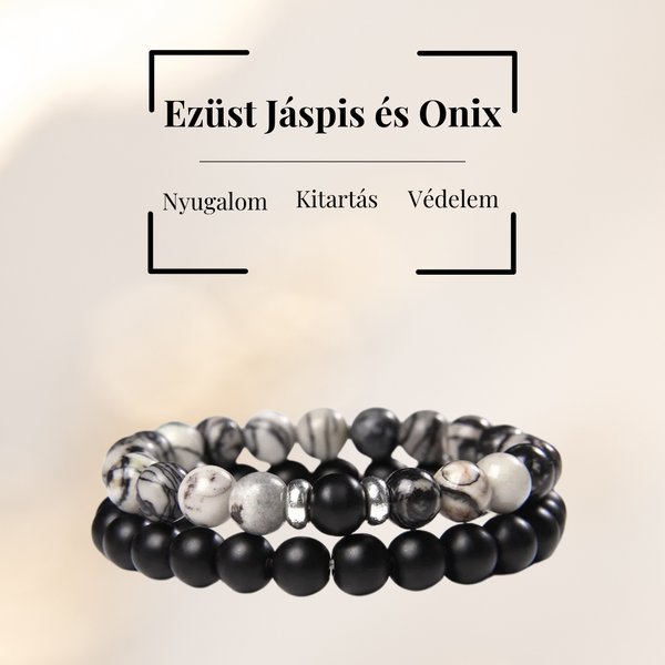 Ezüst Jáspis és Onix Páros Karkötő