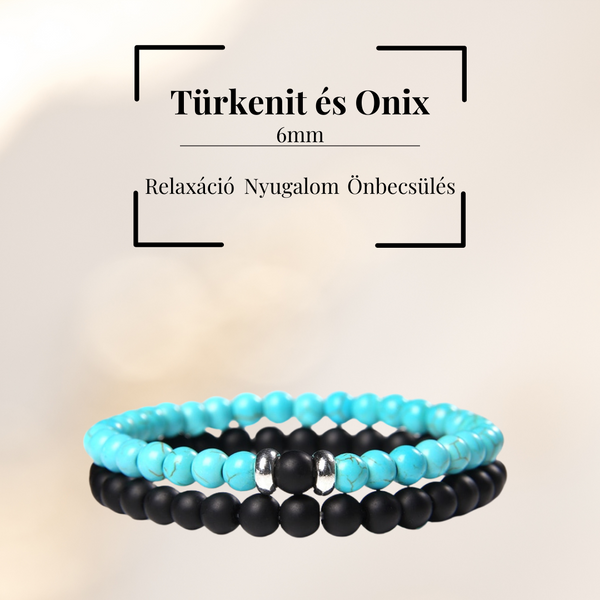Türkenit és Onix Páros Karkötő 6mm