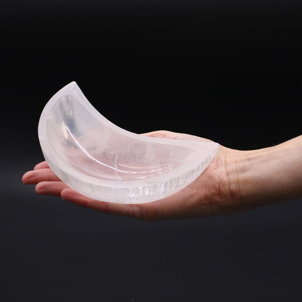 🌙 Szelenit hold alakú tál – 8 cm 🌙