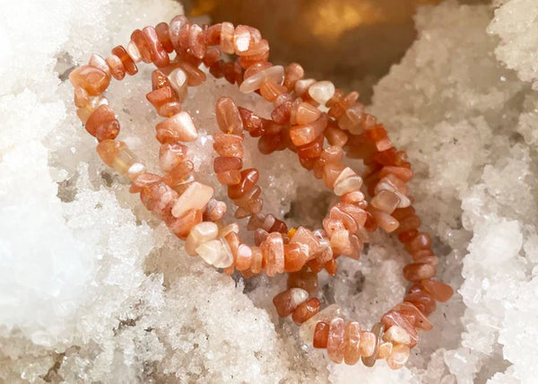 Bratara feminitate - Bratara Peach Moonstone rotunjita