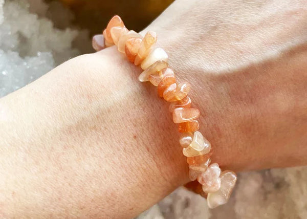 Bratara feminitate - Bratara Peach Moonstone rotunjita