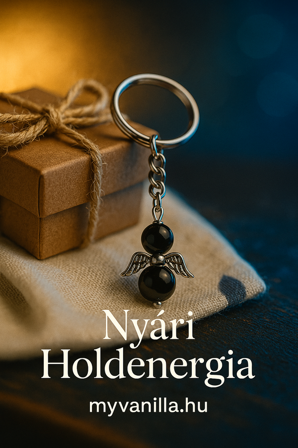 🖤 Ónix Angyal Kulcstartó – A Védelem és Belső Erő Őrzője