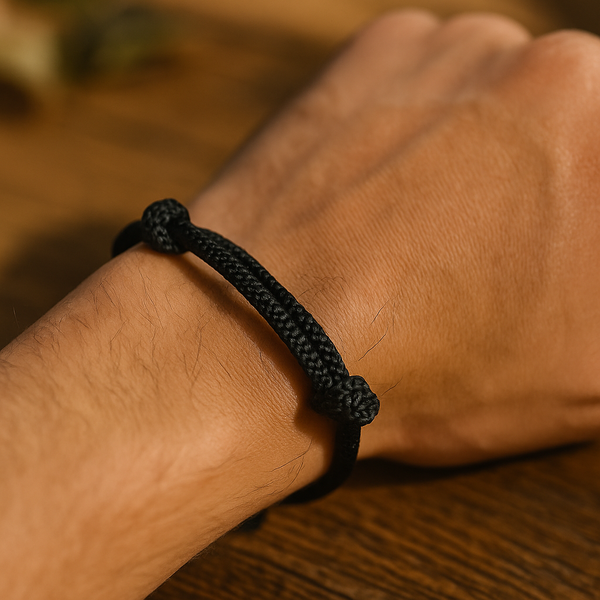 Fekete Védelem – 3mm-es Kabbala Paracord Karkötő