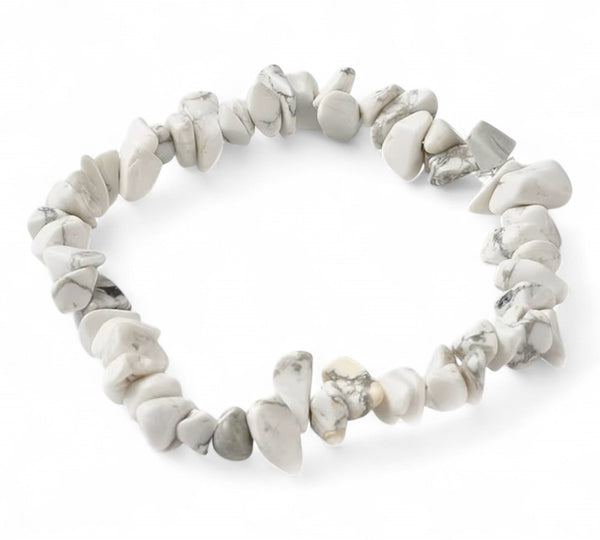 Cea mai puternică brățară „consumator” - Howlite alb pe jumătate rotunjite