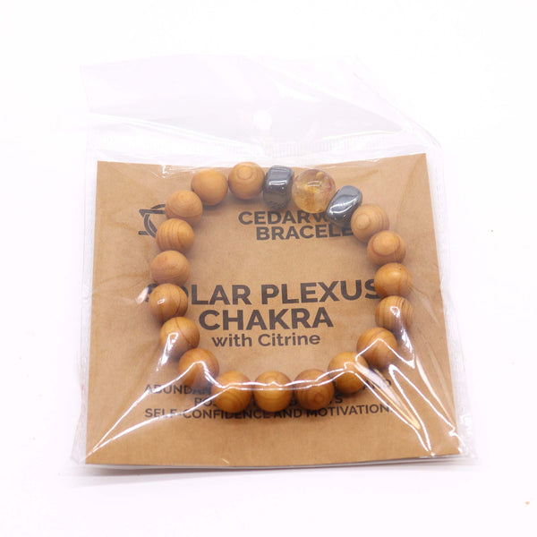 Cédrusfa Solar Plexus Chakra Karkötő Citrinnel-3