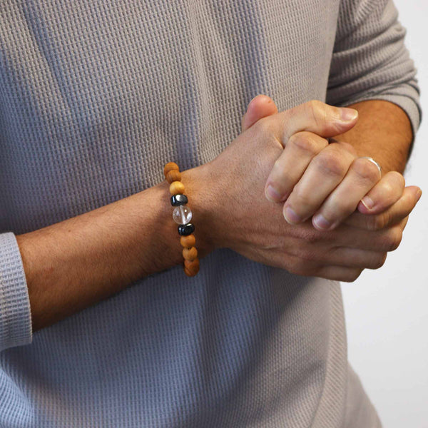 Cédrusfa Korona Chakra Karkötő Kristálykvarccal-2