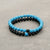 Bratara dubla "noroc" 6mm - Onix si howlit albastru