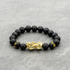 PI XIU Amulettes Fekete Onix karkötő 6 világ részben mantra karkötő